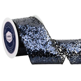 VATIN Slate Gray Glitter Wired Ribbon for Christmas, Diamond Mesh Sparkling Ribbon 2.5 Inch x 10 Yard Christmas Wired Ribbon for Gift Wrapping, Crafts, Wreath and Christmas Tree Decoration