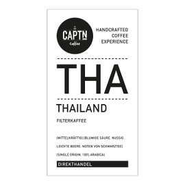 CAPTN Coffee Thailand Filter Coffee, Whole Bean, 500 g, Medium, Floral Acid, Light Berry, 100% Arabica [Direct Trade]