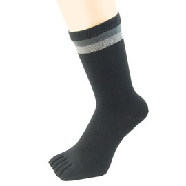 Silver Magic #828 Men's Socks, Antibacterial, Deodorizing, Sweat Absorbent, Quick Drying, Silver Ion, Elastic Mouth, Loose, 5 Toe Socks, With Cut, 3 Pairs (2 Color Borders), 3 assorted colors