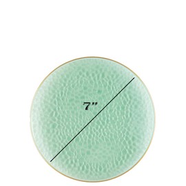Combo Set 7" Dessert Plates and 10" inch Round Green Hammered Plastic Plates with Gold Rim Design - Disposable China Like Party Plate, Heavy Duty Dinner Charger, Salad, Weddings, Serveware (60)
