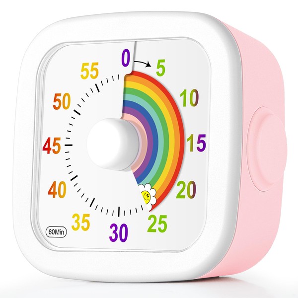 HOTUT Visual Timer, 60 Minute Countdown Timer with Rainbow Pattern,
