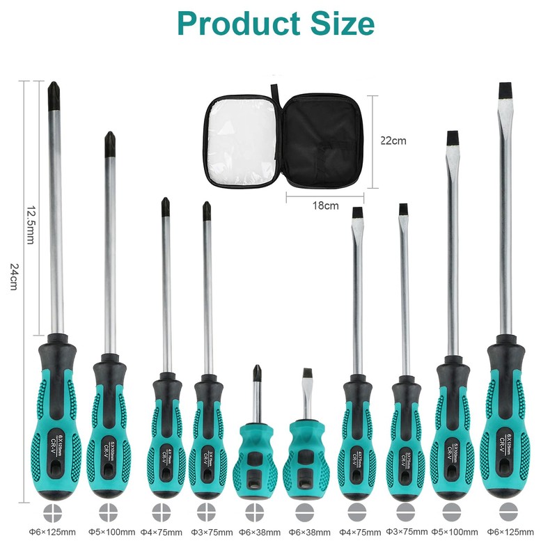 Screwdriver Set 10pcs, Magnetic Screwdriver Set 5pcs Phillips Screwdrivers and