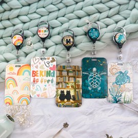 Juanooo Be Kind Breakaway ID Lanyard Badge Holder & Retractable Badge Reel Cute Key Lanyard for Women Girls Teachers for ID Badge & Keys Love Heart Preppy School Lanyard ID Holder Cruise Ship Lanyard