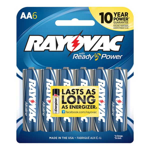 Rayovac AA Alkaline Batteries, 815-6F, 6-Pack