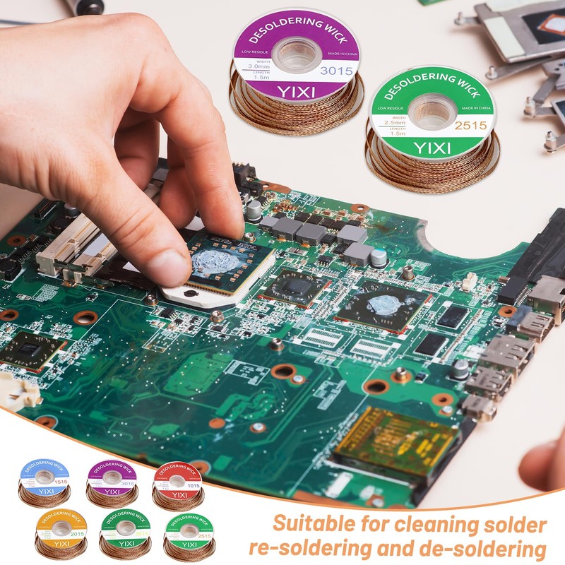 Pack of 6 Desoldering Wire, No-Clean Soldering Braid 1.5 m