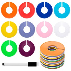 Sxutop Pack of 30 Round Clothes Hangers Dividers Clothes Rack Size Dividers Plastic Size Finder Clothes Rack for Wardrobe Classification, Clothing Stores, 10 Colours