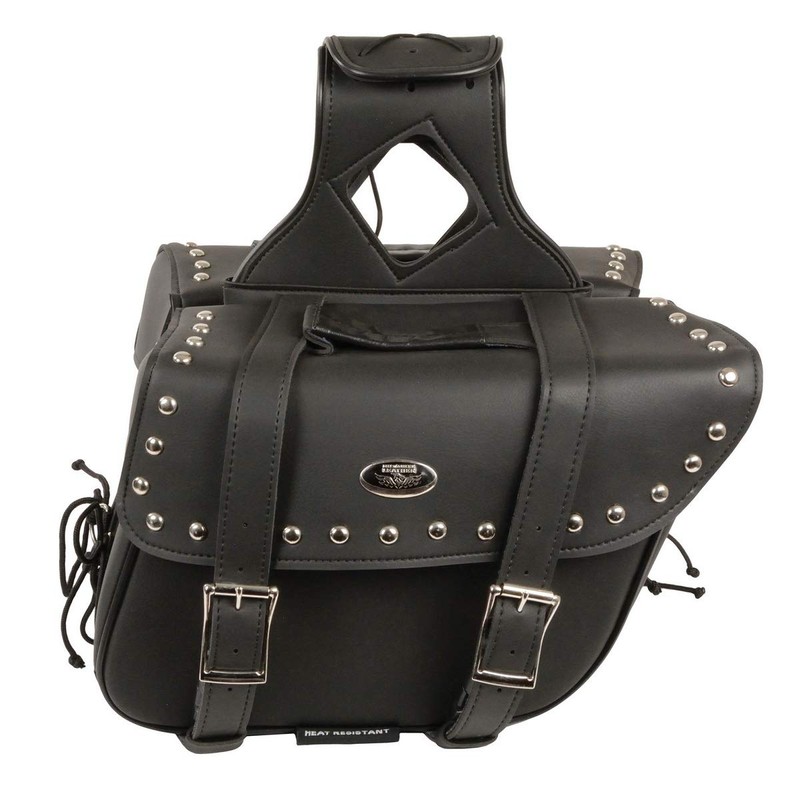 Milwaukee Leather SH57901ZB Black Medium Zip-Off PVC Slanted Throw Over