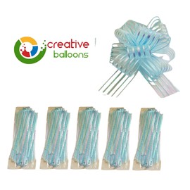 Large Organza Pull Bows 5 Pack Light Blue Pull Bows Gift Wrapping Decoration Bow 50mm Pulled Bow Ribbons Gift Bows for Present Wedding Car Gift Baskets Present Wrapping Flower Birthday Present Ties.