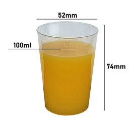 Gastro-Bedarf-Gutheil stabile 80 Trinkbecher Plastikbecher aus Kunststoff PP 0,1 l Durchmesser 5,2 cm Höhe 7,4 cm transluzent unzerbrechlich Mehrwegbecher
