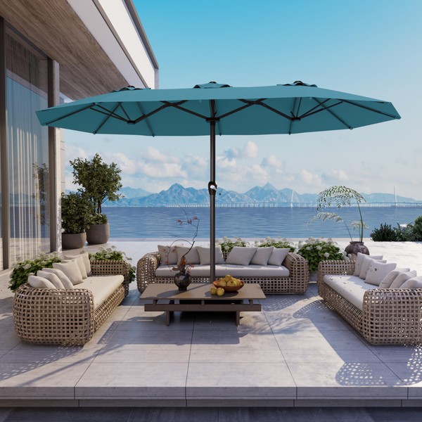 AreShark 15FT Large Patio Umbrella with Base Included, Double Sided