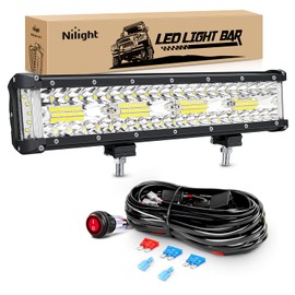 Nilight Side Shooter LED Light Bar 12 Inch Triple Row Spot Flood Combo Lights Led Work Light with Wiring Harness Kit for Off Road Fog Light Driving Light on Truck SUV ATV UTV
