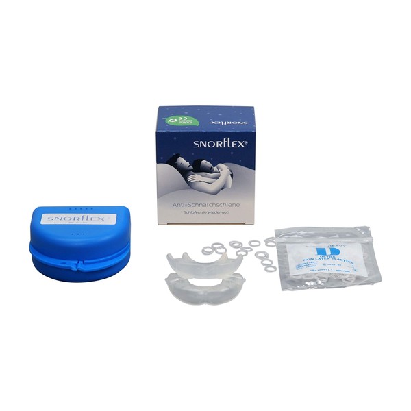 Snorflex Premium Anti-Schnarchschiene, 1 Stück, zweiteiliger Schnarchstopper, mit elastischen Bändern, schnelle Anpassung, alle Kiefergrößen