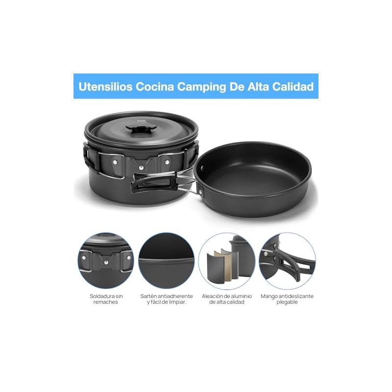 BYCRAY - Kit de Cocina Camping Portatil,16Pcs Utensilios de Cocina