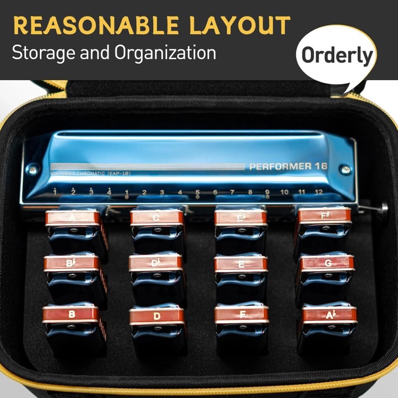 EASTTOP Harmonica Carry Case-Harmonica Storage & Carrying Case for 12