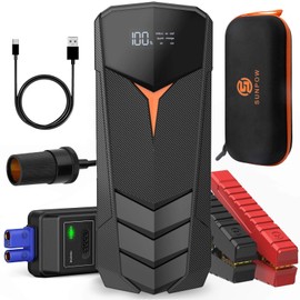 SUNPOW Lithium Jump Starter Battery Pack 2000A Peak 20000mAh (Up to All Gas and 8.5L Diesel),12V Battery Booster for Cars, Trucks, SUV, Portable Power Pack with LCD Screen and LED Light