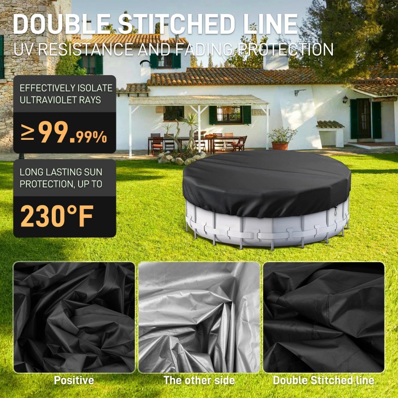 Pool Cover 18 Ft round Pool Cover with Reflective Strips,
