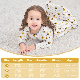 Sleep Sack Long Sleeve 3 Pack 100% Cotton Baby Wearable Blanket Long Sleeve Sleeping Sack for Infant 0-18 Months (Owl + Rabbit + Bee, 0-6 Months)