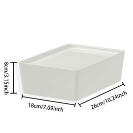 AJbells Stackable Storage Bins with Lids, Fridge Storage, Pantry Organization and Storage, Plastic Storage Bins with Lids for Shelves, Bedroom, Pantry, School, Office (10.2 * 7.0 * 3.1in) White 4 Pcs