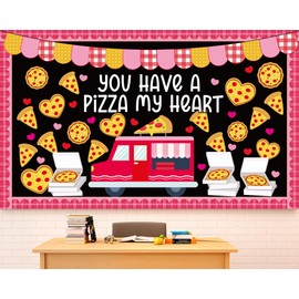 Valentine’s Day Pizza Classroom Bulletin Board Decorations Pizza Truck Heart Cutouts You Have A Pizza My Heart Bulletin Board Set Valentines Day Decor for Home School Office Pizza Party Supply