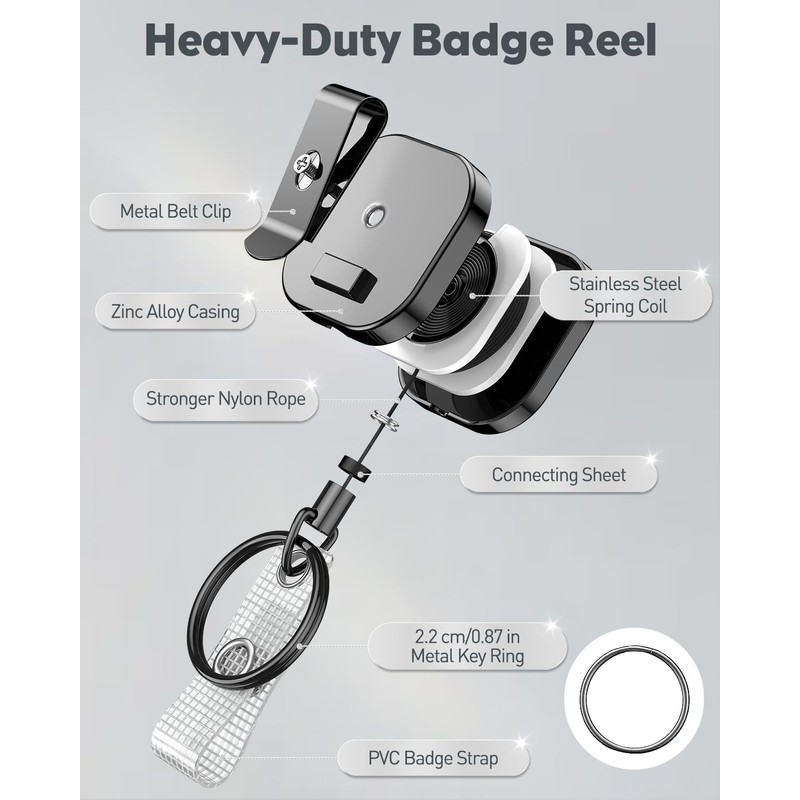 Pawfly 2 Pack Heavy Duty Metal Retractable Badge Reel for