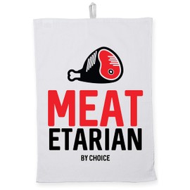 Hippowarehouse Meatetarian by choice Tea Towel Eco Printed Dish Cloth Kitchen accessory 50cmx70cm 100% Cotton