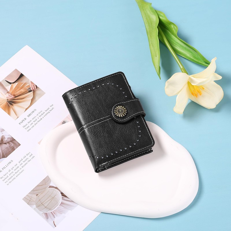 LEEXTON Small Women Wallet Leather RFID Blocking Card Holder Bifold