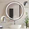 Wall-Mounted Round Bathroom Mirror with LED-Lights - 28 Inch Frame