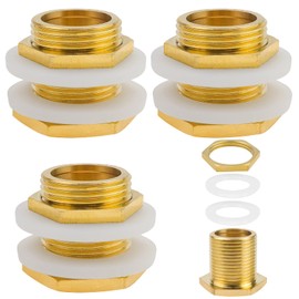 GZhaizhuan 3 x brass tank feedthrough, 3/4 inch water butt feed-through barrel screw connection for taps, water butt and water tanks