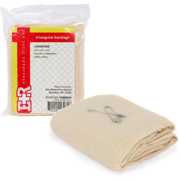Ever Ready First Aid Triangular Bandage, 40" x 40" x 56", 12 Count- 100% Cotton