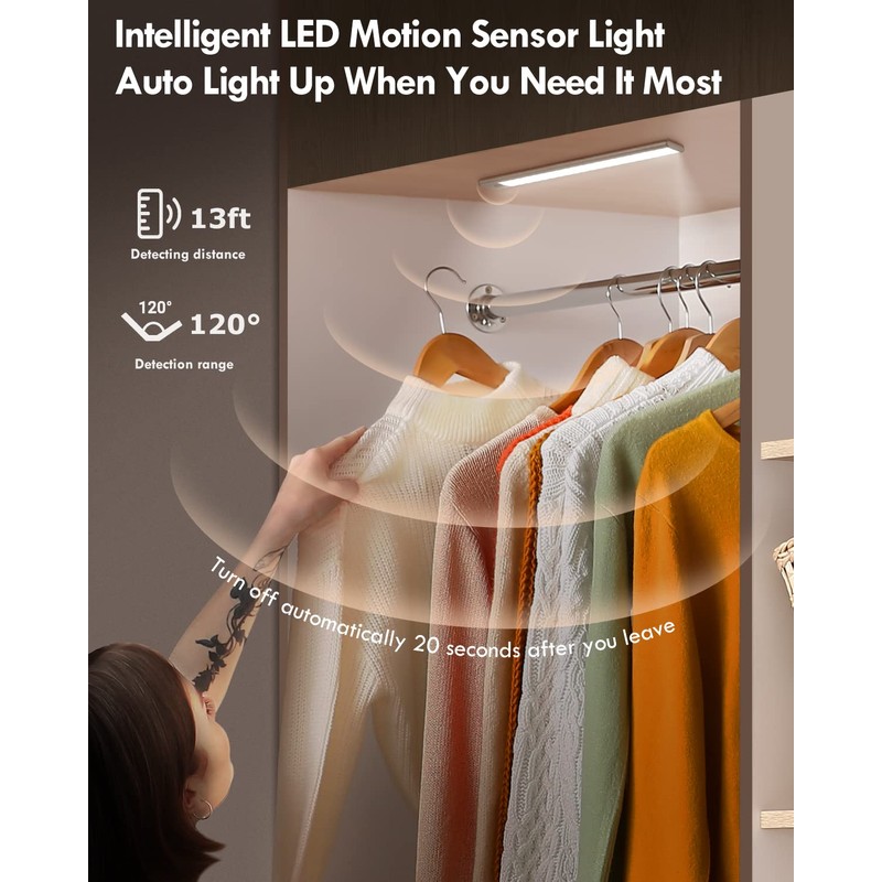 BLS LED Closet Lights, 52LED Motion Sensor Light Indoor, Under