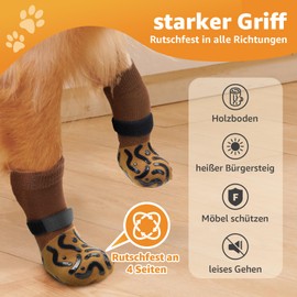 PICK FOR LIFE 2 Pairs Non-Slip Dog Socks, Soft Socks for Dog Paw Protection with Adjustable Velcro for Indoor Use