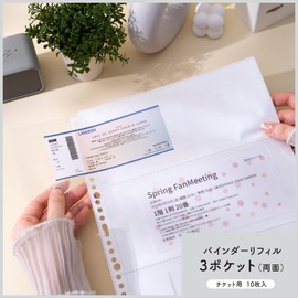 Nakabayashi IRL-RF-B05 irelu Binder Refills, 3 Pockets (Double Sided), For Tickets, Pack of 10