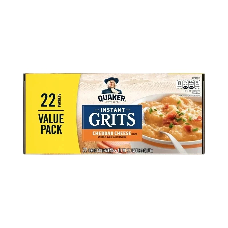 Quaker, Instant Grits, Cheddar Cheese, 0.99 Oz, 22 Packets