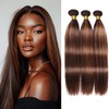 Ombre Brown Human Hair Bundles Highlight Straight Bundles 14 16