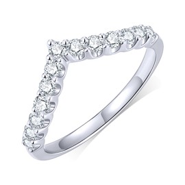 KSTYLE Moissanite Eternity Band Rings for Women Wedding Bands 0.4ct, S925 Sterling Silver Wedding Rings D Color VVS1, 18K White Gold Plated Half Eternity Stackable Rings Anniversary Band, #7