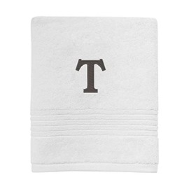 Avanti Linens - Hand Towel, Soft & Absorbent Cotton, Embroidered Bathroom Decor (Monogram Collection, Initial T)