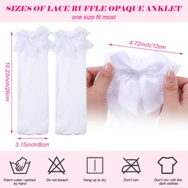 wlertcop Frilly Socks Women's Lace Ruffle Opaque Anklet Socks Girls Socks with Bows Lace Top Socks Princess Style Dress Sock for Women and Girls