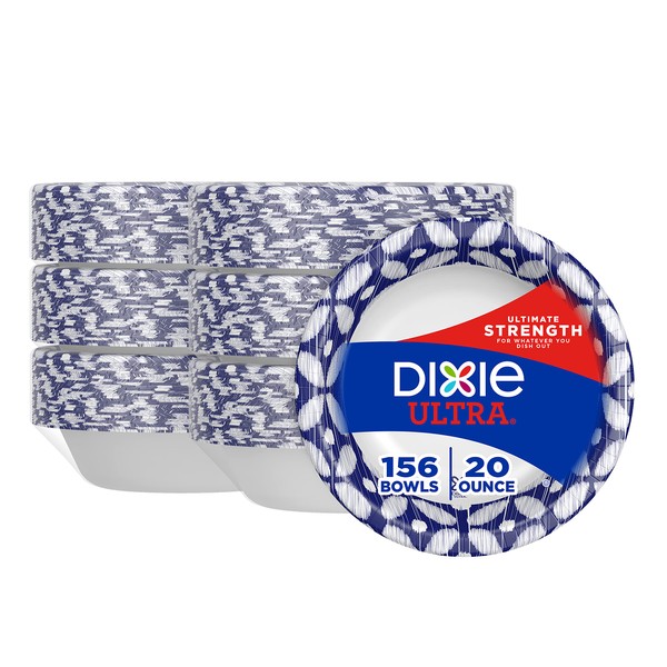 Dixie Ultra Disposable Paper Bowls, 20oz, Dinner or Lunch Size Printed Disposable Bowls, Packaging and Design May Vary, 26 Count (Pack of 6)