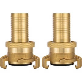 POPPSTAR 2x Brass Suction and High Pressure Coupling (Geka system coupling 1 inch hose nozzle) with Sealing Ring and Locknut, for 25 mm Hose