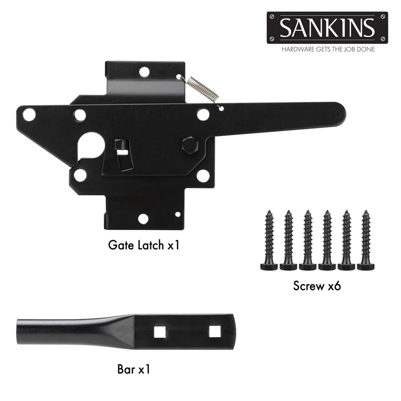 SANKINS Self-Locking Gate Latch Heavy Duty for Wooden Fence, Post