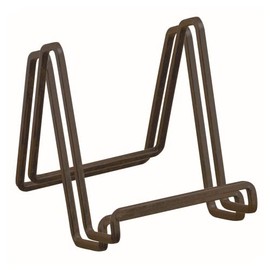 TRIPAR Square Metal Wire Stand, Mahogany Finish (2 Pack, 3-Inch Depth) - Tabletop Easel Display - Handcrafted Edge Design For Sleek & Modern Look - Perfect for Books, Plates, Photos & More