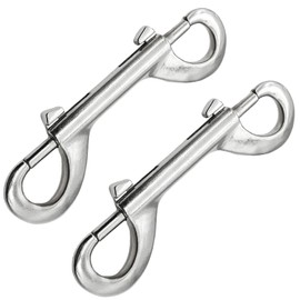 2 Pcs Double Ended Lead for Dogs, Bolt Snap Hooks Zinc Alloy Double End Clip Silver Diving Clip Trigger Snaps for Diving Dog Leash Key Chain Horse Tack Pet Feed Buckets