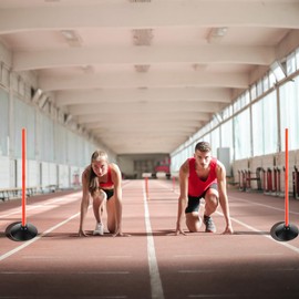 ASENVER Orange Soccer Agility Poles Set Detachable Sports Trainning Speed Pole Slalom Poles with Rubber Base Sport Traning Equipment (3.3 FT, Pack of 12)