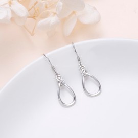 925 Sterling Silver Infinity Knot Twist French Wire Drop Dangle Earrings Gift for Women Daughter, Sterling Silver, No Gemstone