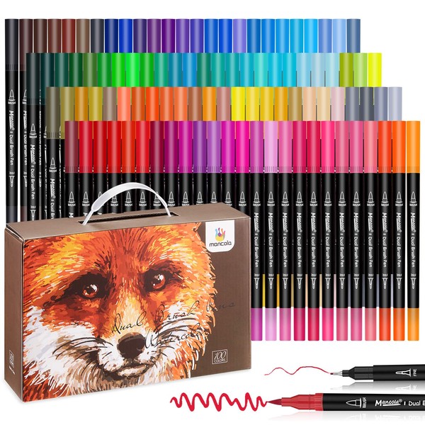 mancola 100 Felt Tip Pen Set, Watercolour Marker Pen Set,