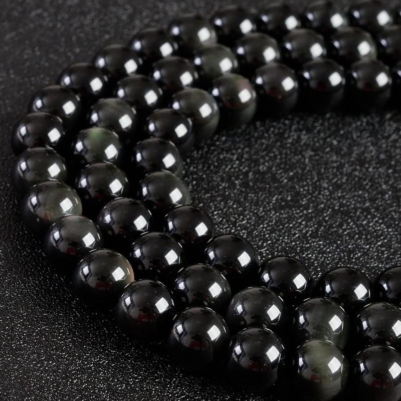 100 abalorio redondas de obsidiana de arcoíris de 6 mm,