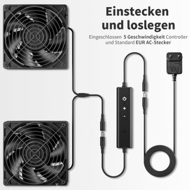 upHere AC 220 V PC Fan, Dual Ball Bearing with 5 Adjustable, Fan PC with AC Speed Control, DC Fan, 12 V Cooling Fan for PC Laptop, 120 x 38 mm Fan PC, D1K2 (Pack of 2)