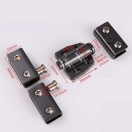 Stainless Steel Glass Door Pivot Hinges,Cupboard Showcase Double Magnetic Catch Latches Glass Clamps,with Clamp Set for Free Swinging 0.2-0.32inch Glass Door (Black, for A Door-1 Pack)