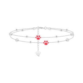 SUNSH Fußkettchen für Damen -Fußkette Damen Verstellbare 23+5cm - Fußschmuck Geschenke für Frauen Teenager Mädchen Schwester Mama Tochter-Katzenpfote