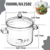 CAFEZAYO Glass Simmer Pot with Lid, Clear Glass Saucepan, 1.9L/64OZ,